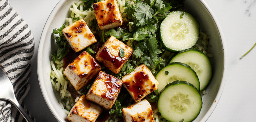 Four-Ingredient Asian Broiled Tofu Bowls