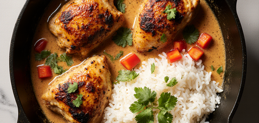 Four-Ingredient Brazilian Braised Chicken with Coconut Rice