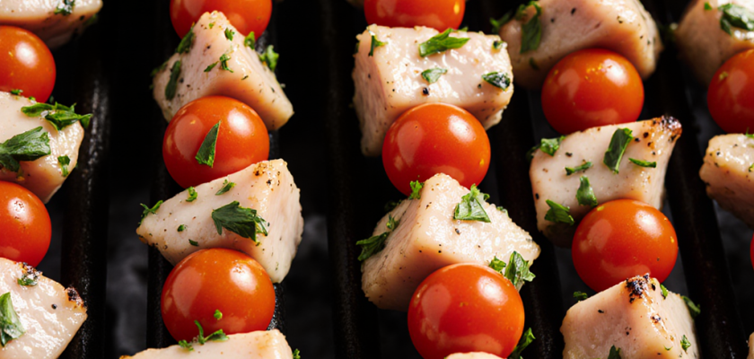 Four-Ingredient Grilled Lemon Herb Chicken Skewers