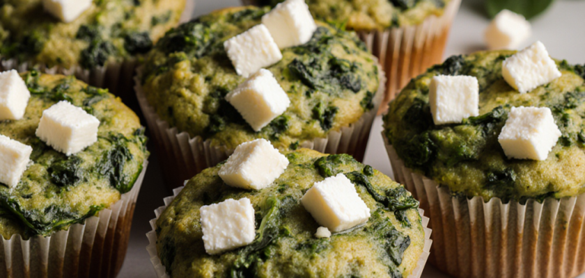 Four-Ingredient Savory Spinach Feta Muffins