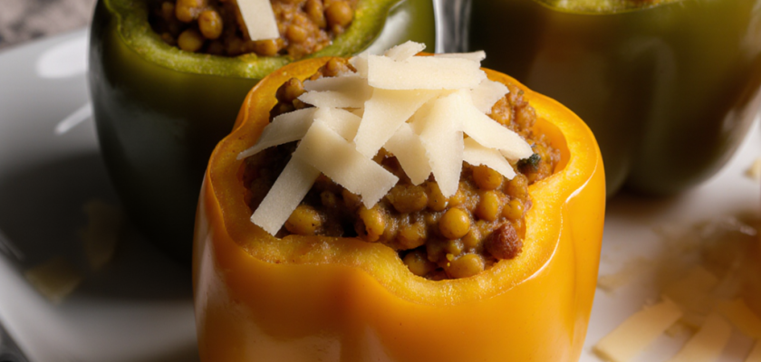 Four-Ingredient Spiced Lentil-Stuffed Bell Peppers
