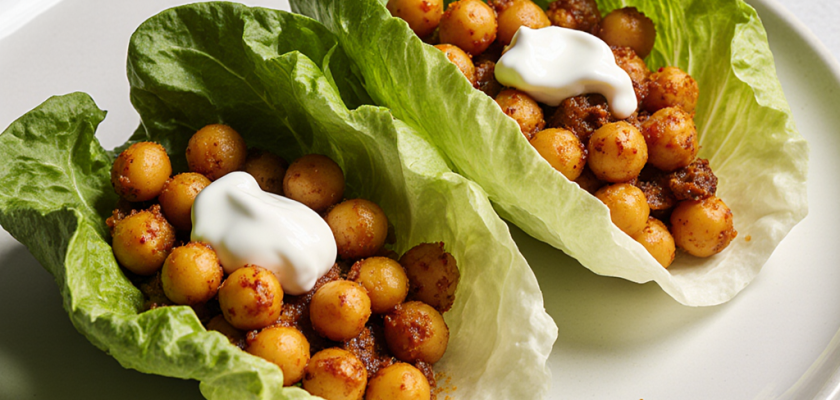 Four-Ingredient Spicy Chickpea Tikka Lettuce Wraps