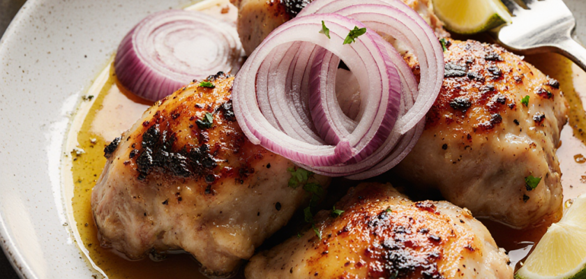 Four-Ingredient Brazilian Chicken with Pickled Onions