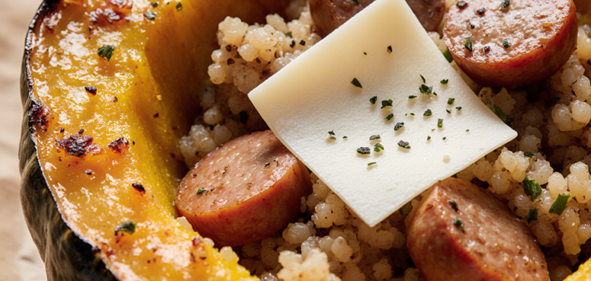 Four-Ingredient Brazilian Roasted Acorn Squash with Spiced Sausage