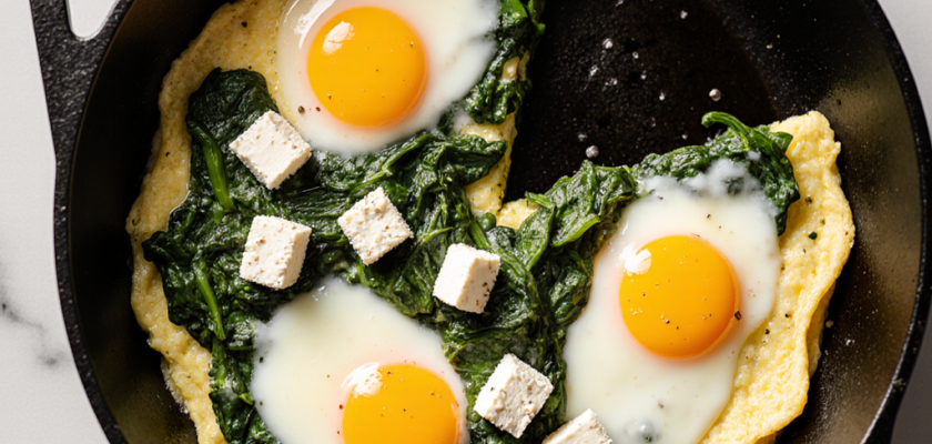 Four-Ingredient Greek Feta and Spinach Omelette