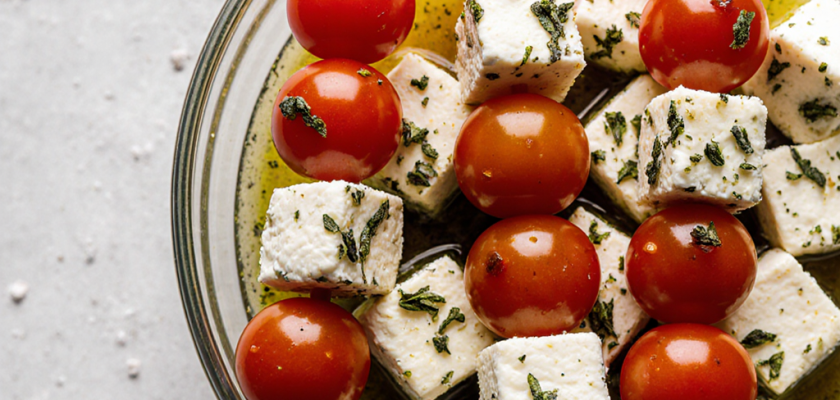 Four-Ingredient Greek Marinated Feta Bites