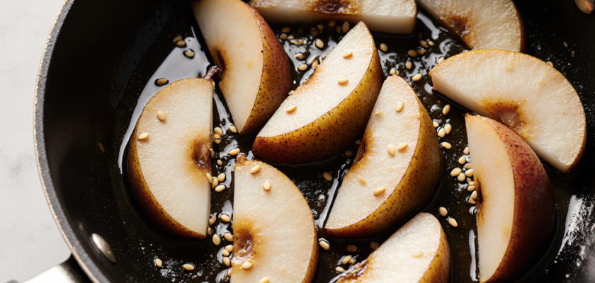 Four-Ingredient Honey Ginger Stir-Fry Pears