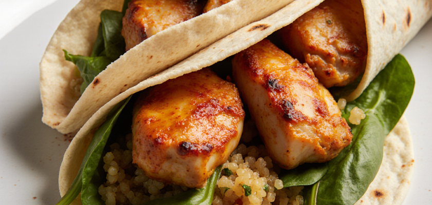 Four-Ingredient Moroccan Spiced Chicken Wrap