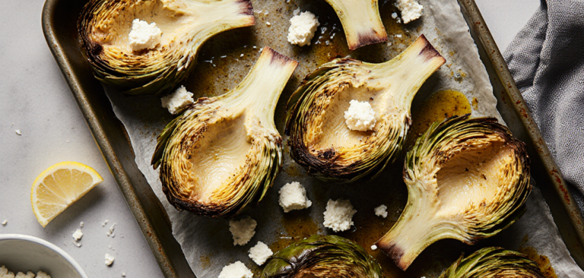 Four-Ingredient Roasted Artichoke Hearts with Feta
