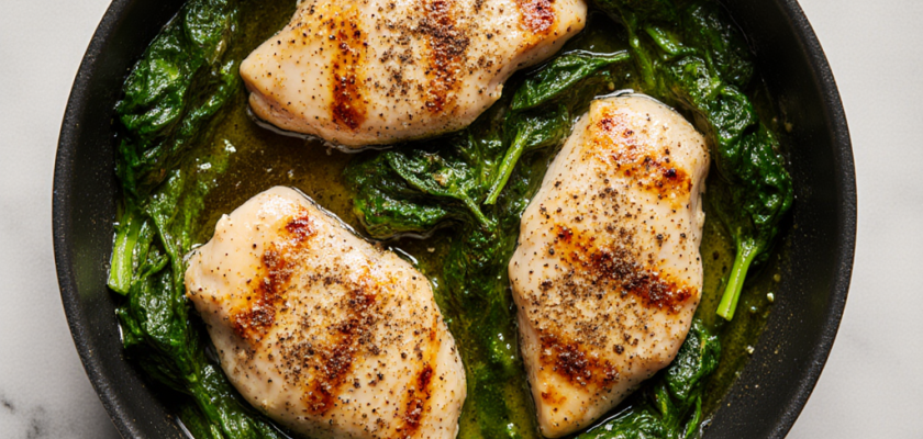 Four-Ingredient Sautéed Chicken and Spinach