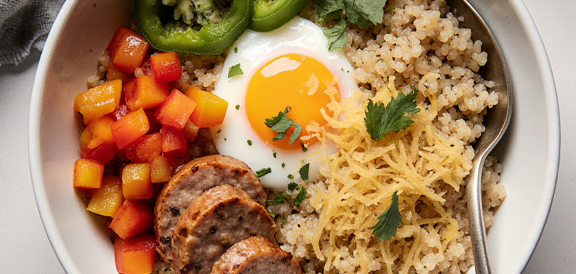 Four-Ingredient Savory Quinoa Breakfast Bowl