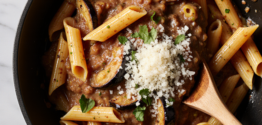 Four-Ingredient Smoked Eggplant Pasta
