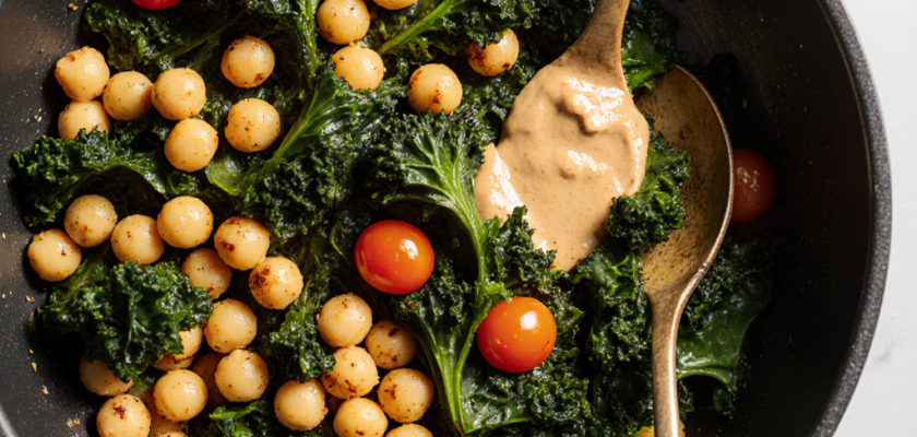 Four-Ingredient Spiced Chickpea and Kale Stir-Fry
