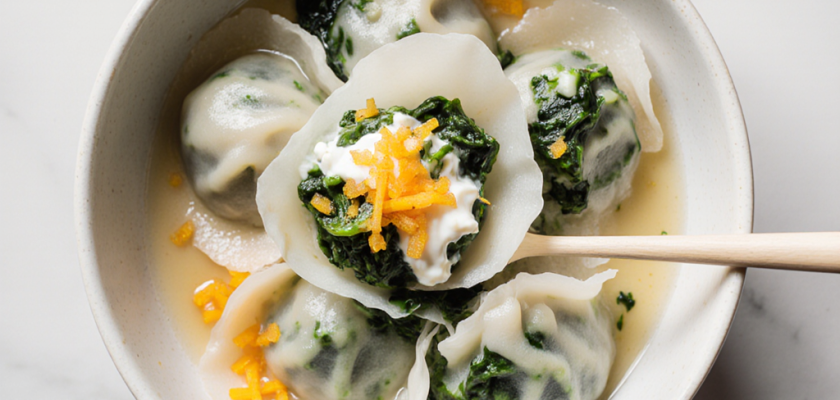 Four-Ingredient Steamed Cheese and Spinach Dumplings