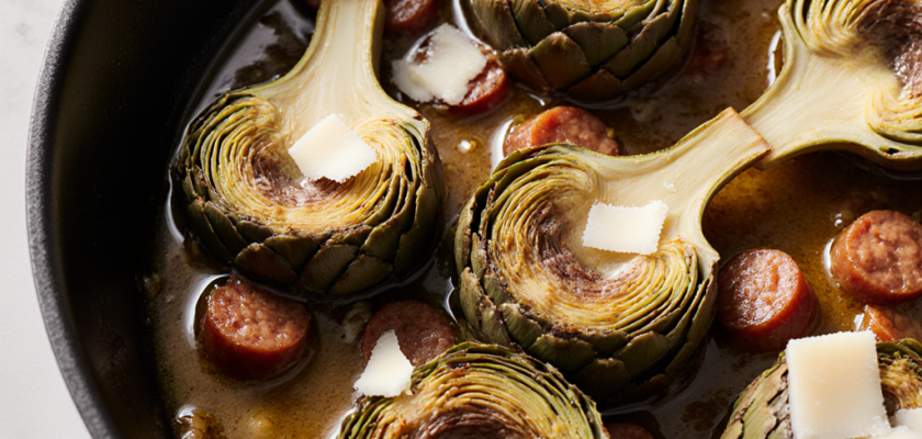 Four-Ingredient Braised Artichoke Hearts with Pecorino