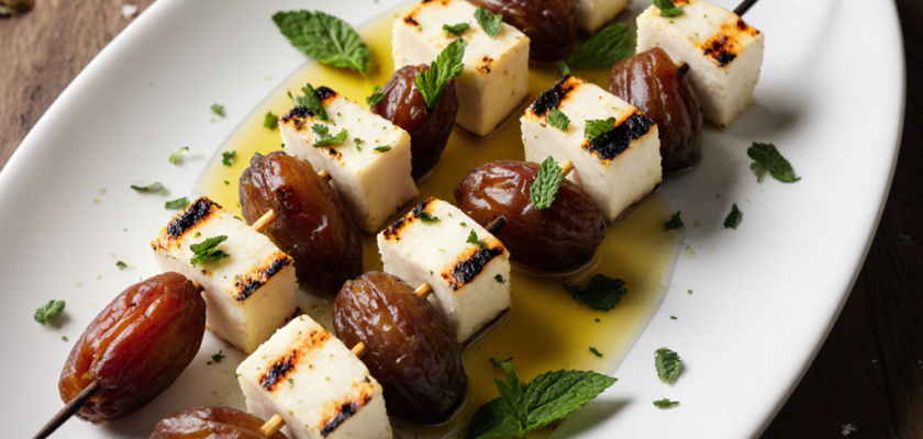 Four-Ingredient Grilled Halloumi and Date Skewers