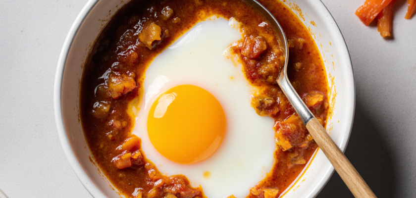 Four-Ingredient Korean Steamed Egg with Kimchi