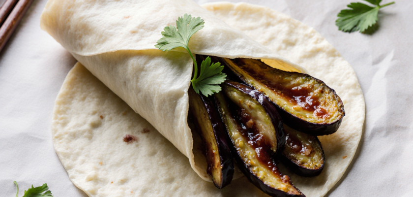 Four-Ingredient Miso-Glazed Eggplant Wraps