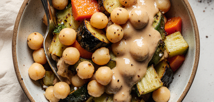Four-Ingredient Roasted Chickpea and Vegetable Bowl