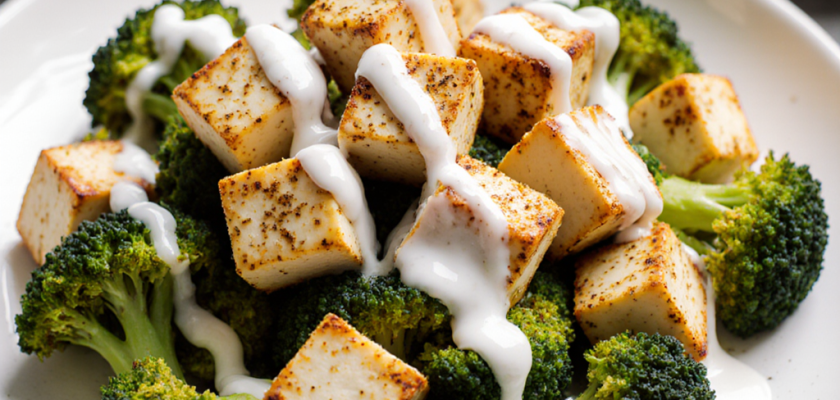 Four-Ingredient Steamed Spiced Tofu and Broccoli