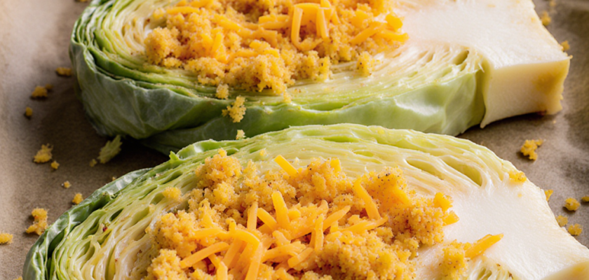 Four-Ingredient Broiled Cabbage Steaks with Cheddar Crust