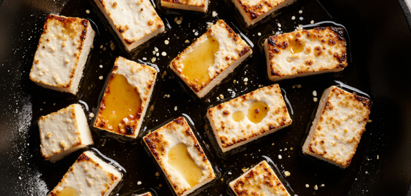 Four-Ingredient Crispy Tofu Slices with Miso Glaze