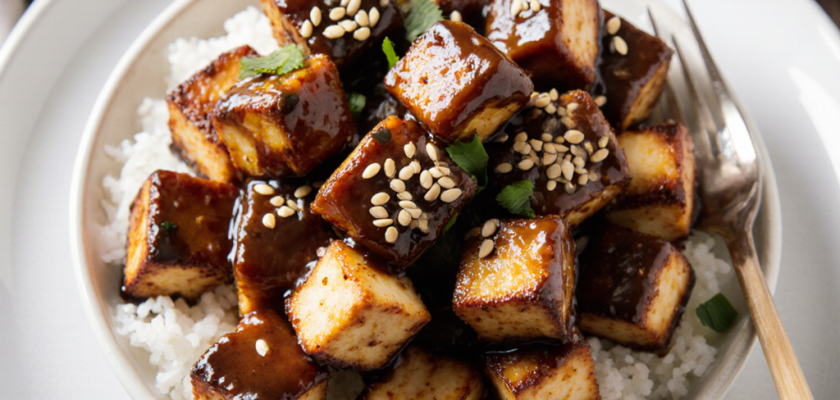 Four-Ingredient Miso-Glazed Air-Fried Tofu Bites