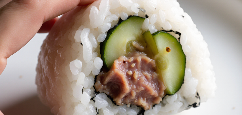 Four-Ingredient Pickled Cucumber & Tuna Onigiri