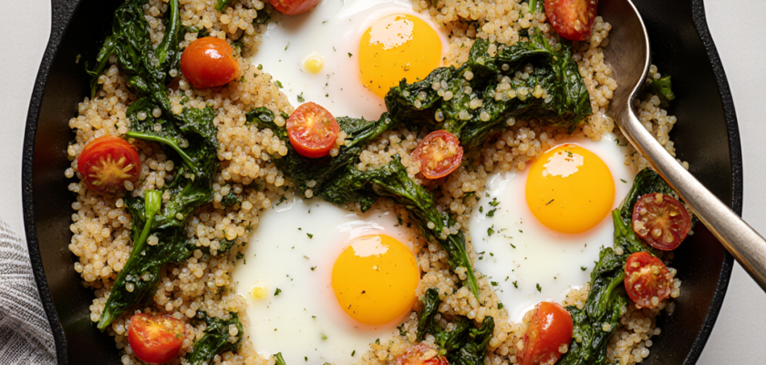 Four-Ingredient Poached Masala Quinoa