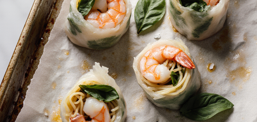 Four-Ingredient Roasted Rice Paper Rolls
