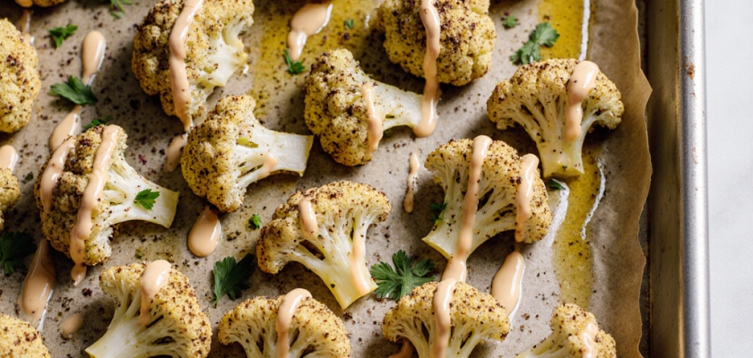 Four-Ingredient Roasted Za'atar Cauliflower with Tahini Drizzle
