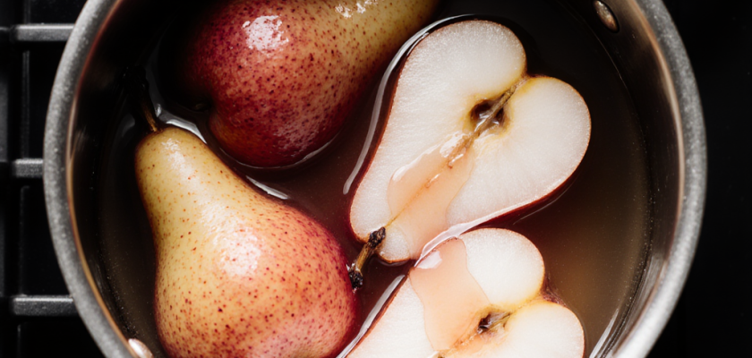 Four-Ingredient Rose Water Poached Pears