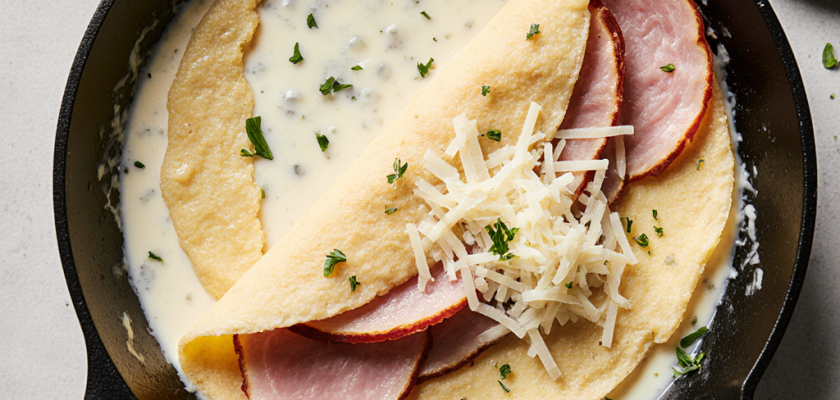 Four-Ingredient Savory Ham and Cheese Crepes