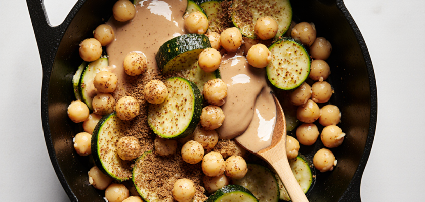 Four-Ingredient Spiced Chickpea & Zucchini Skillet