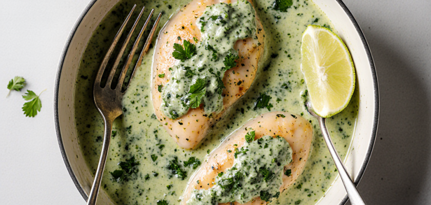 Four-Ingredient Brazilian Poached Chicken with Cilantro Sauce