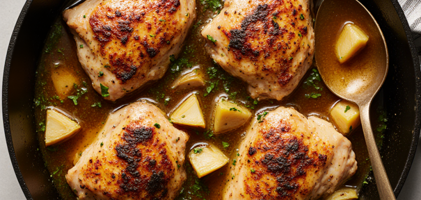 Four-Ingredient Greek Braised Chicken with Artichokes