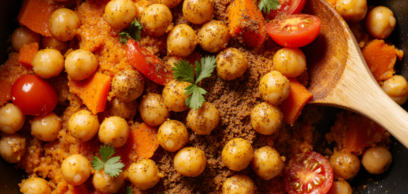 Four-Ingredient Moroccan Spiced Carrot and Chickpea Hash