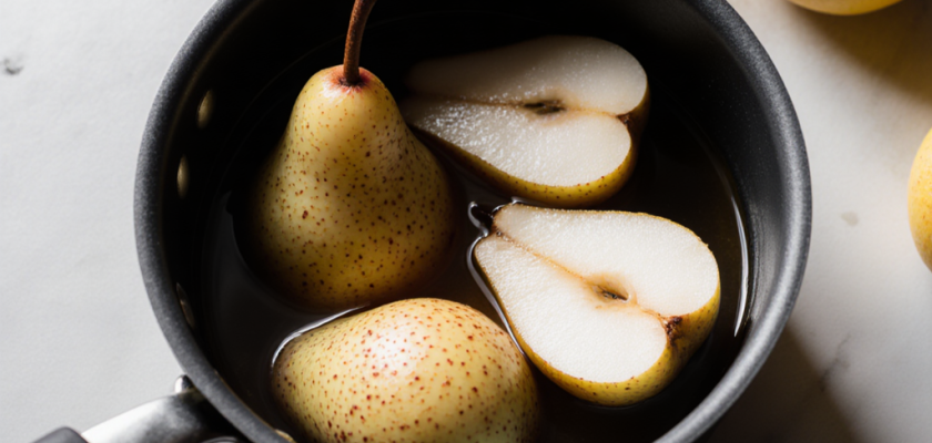 Four-Ingredient Poached Pears in Honey Syrup