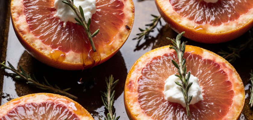 Four-Ingredient Savory Roasted Grapefruit with Honey and Thyme