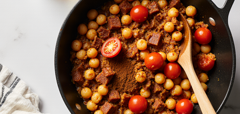 Four-Ingredient Spanish Flavored Chickpea Hash