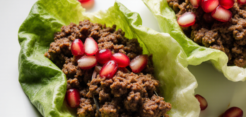 Four-Ingredient Spiced Beef and Pomegranate Wraps