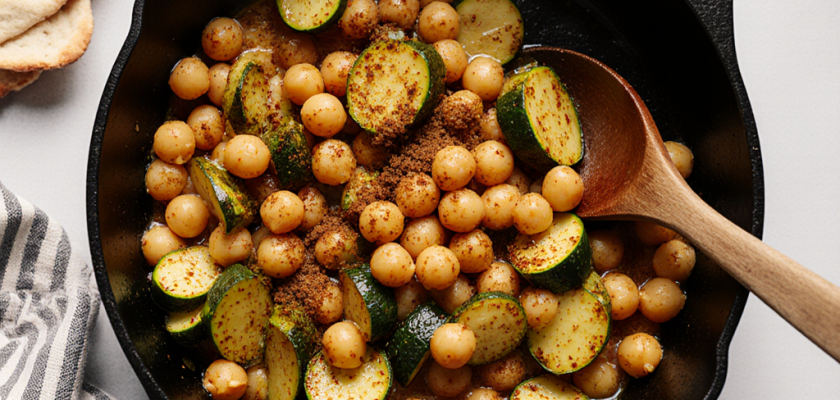 Four-Ingredient Spiced Chickpea and Zucchini Stir-Fry