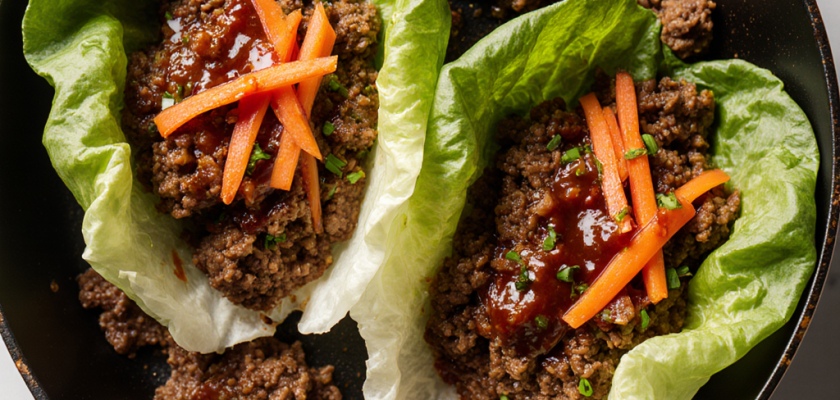 Four-Ingredient Spicy Korean Beef Lettuce Wraps
