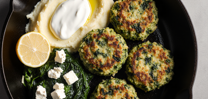 Four-Ingredient Spinach and Feta Potato Cakes