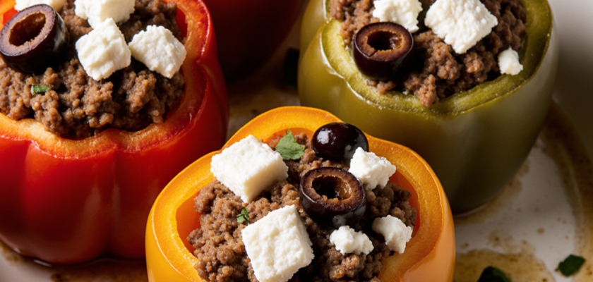 Four-Ingredient Stuffed Peppers with Feta and Olives