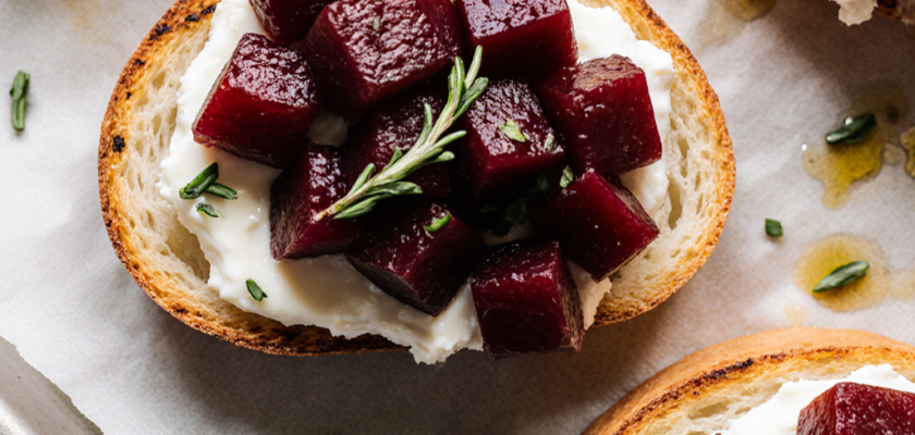 Four-Ingredient French Roasted Beet Crostini