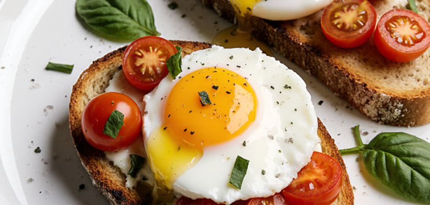 Four-Ingredient Italian Poached Egg Bruschetta
