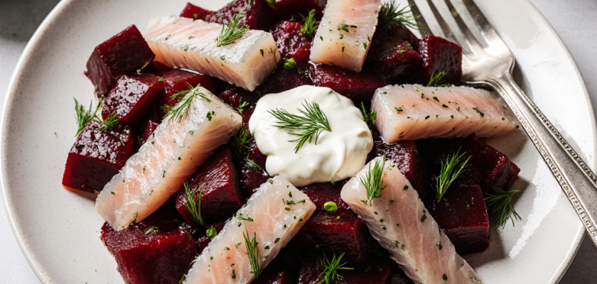 Four-Ingredient Pickled Beetroot and Herring Salad