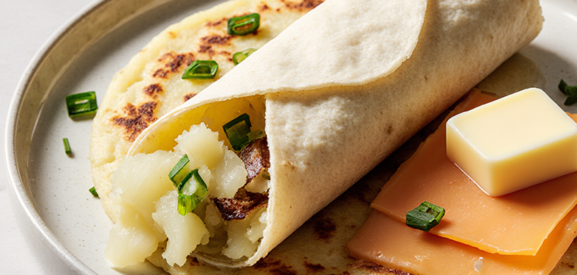 Four-Ingredient Savory Potato and Smoked Cheddar Wraps