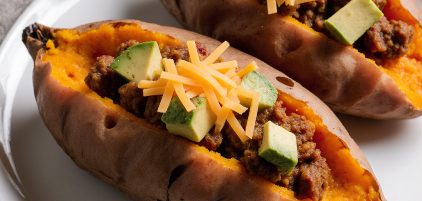Four-Ingredient Savory Stuffed Sweet Potatoes